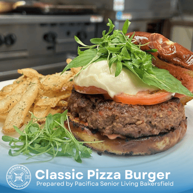 photo of the classic pizza burger from pacifica Bakersfield  burger competition