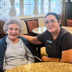 nurse Barbara and resident of pacifica senior living hemet