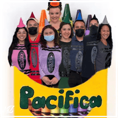 pacifica senior living staff dressed as crayons