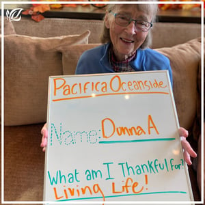 Donna, pacifica senior living resident,  shares his words of thanks 