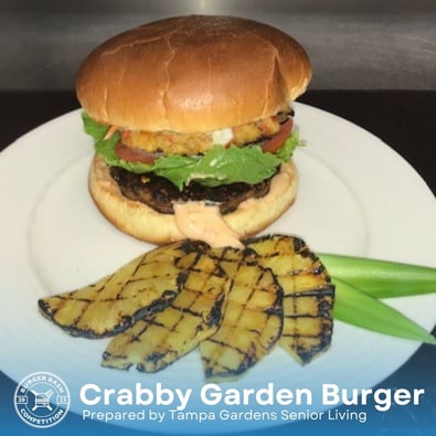 the crabby garden burger from Tampa gardens  burger competition