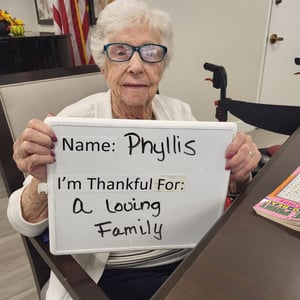 Phyllis is thankful for her family 