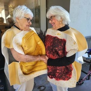 jojo and dot of west park senior living dressed as peanut butter and jelly