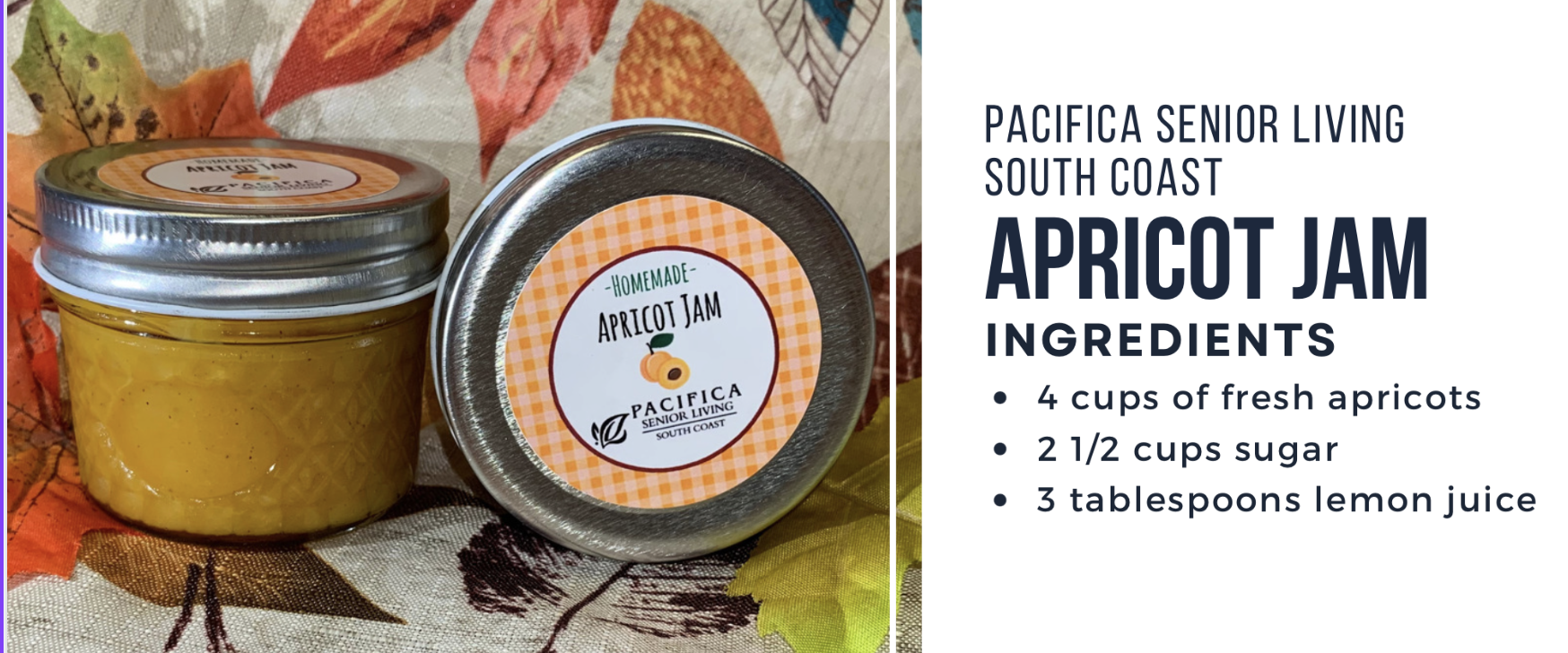 Apricot Jam recipe Pacifica Senior Living South Coast