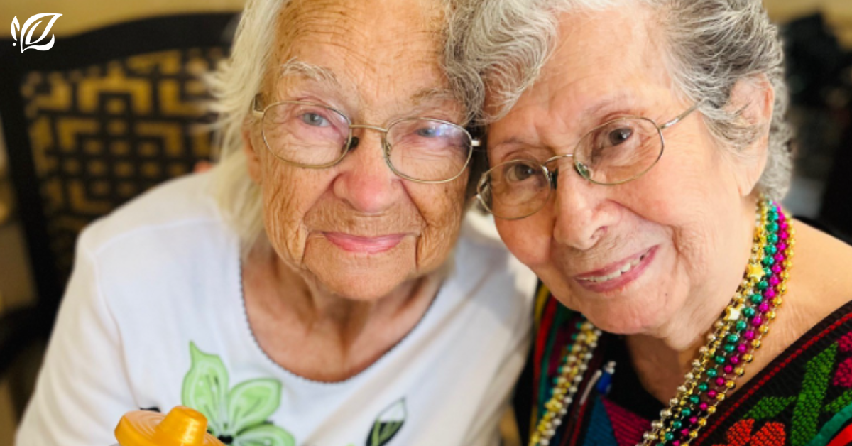 residents of pacifica senior living celebrate best friends day