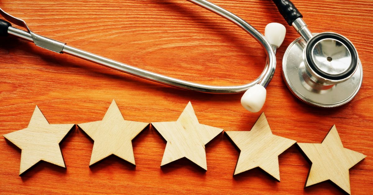 caring star awards blog header photo of 5 stars and a stethoscope