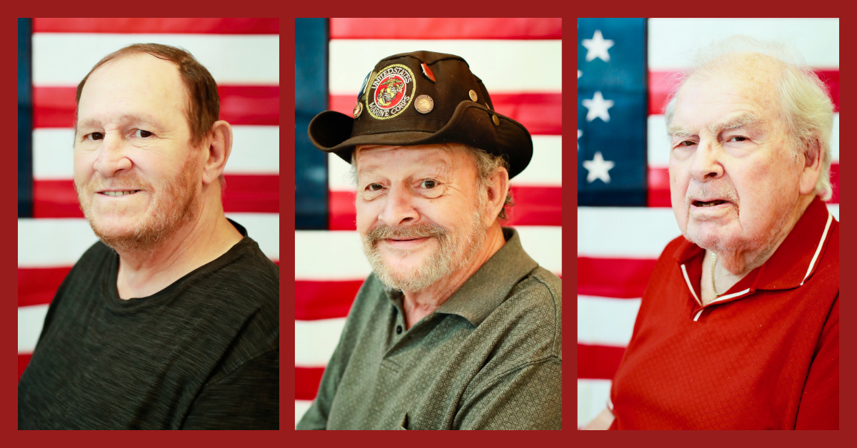 3 different portraits of Veterans of Tampa Gardens Senior Living blog header pacifica senior living